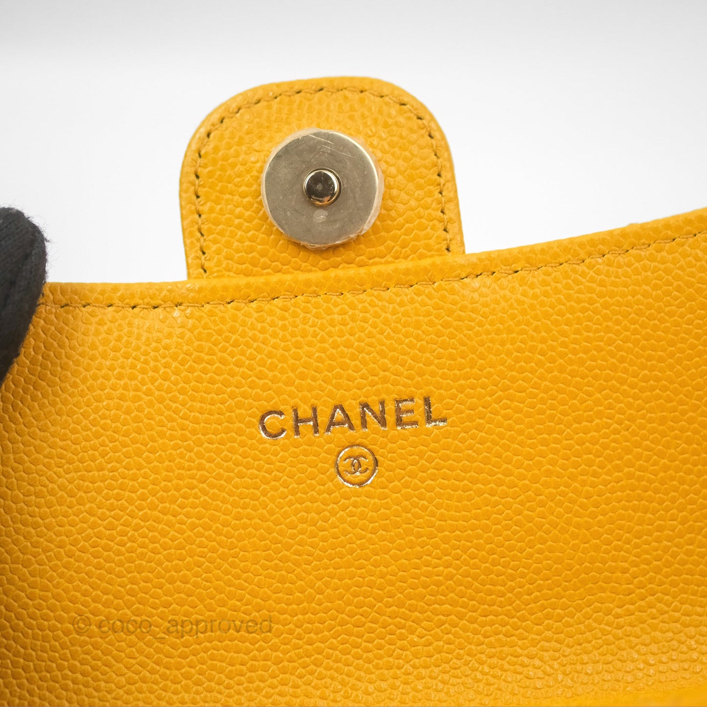 Chanel Mini Wallet With Chain Yellow Caviar Gold Hardware