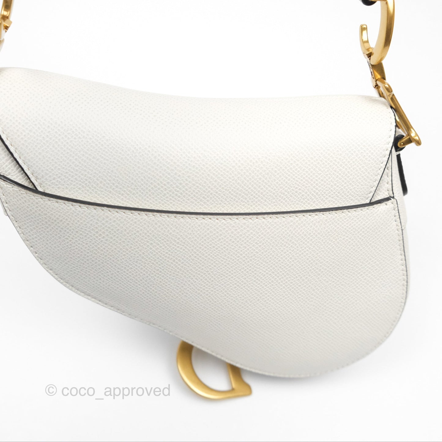 Christian Dior Mini Saddle Bag White Grained Calfskin Gold Hardware