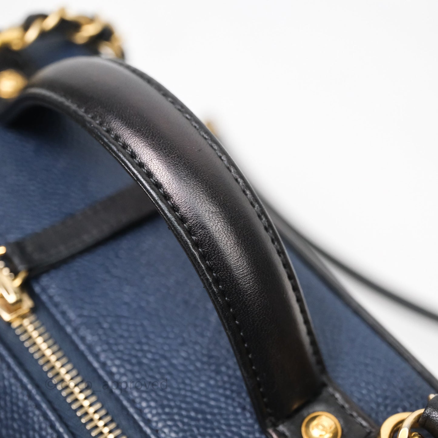 Chanel Quilted Large CC Filigree Vanity Case Navy Black Caviar
