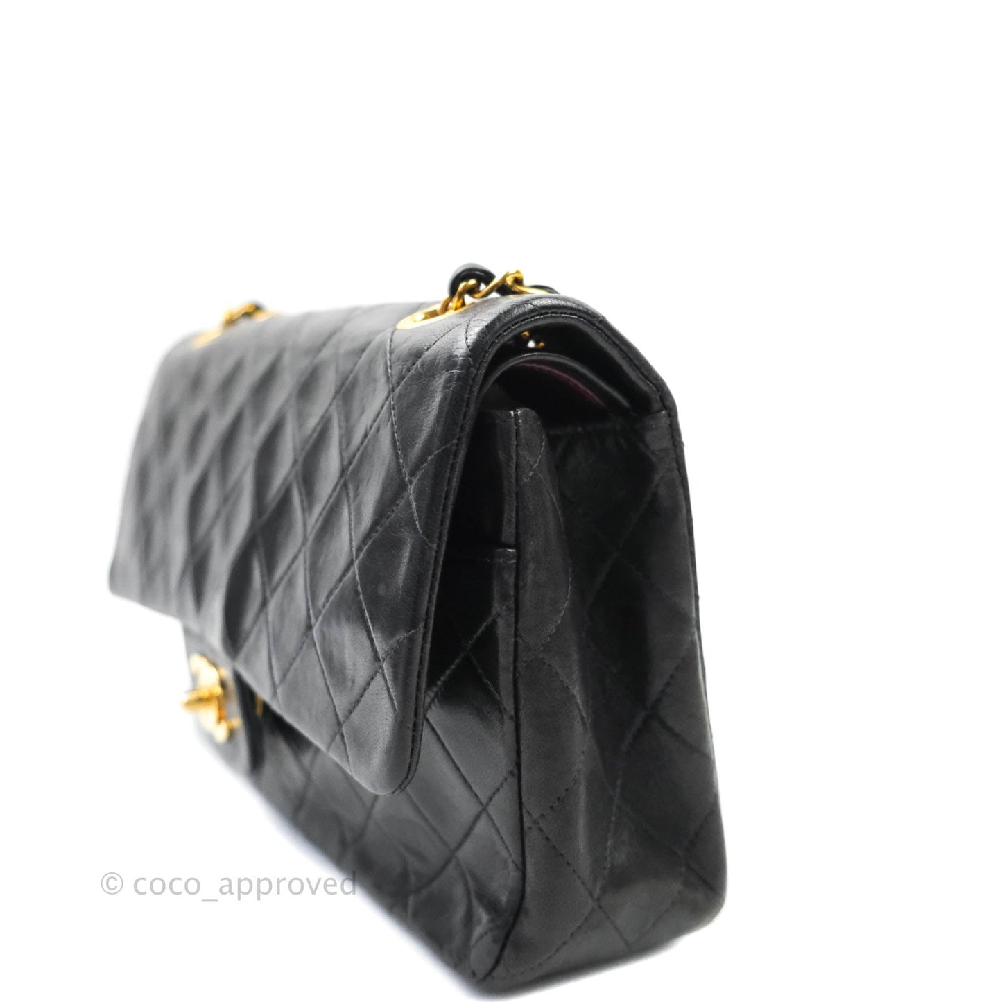 Chanel Vintage Classic Quilted Lambskin Flap Bag Black 24K Gold Hardware