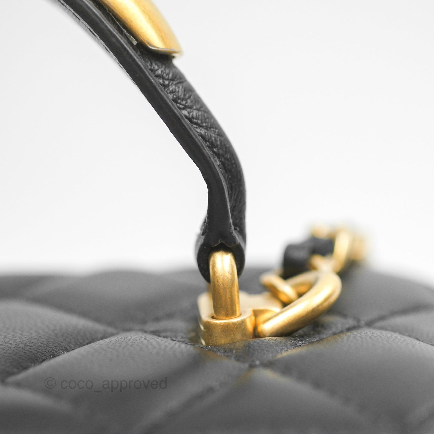 Chanel Vanity Rectangular Metal Top Handle Black Lambskin Aged Gold Hardware 22B
