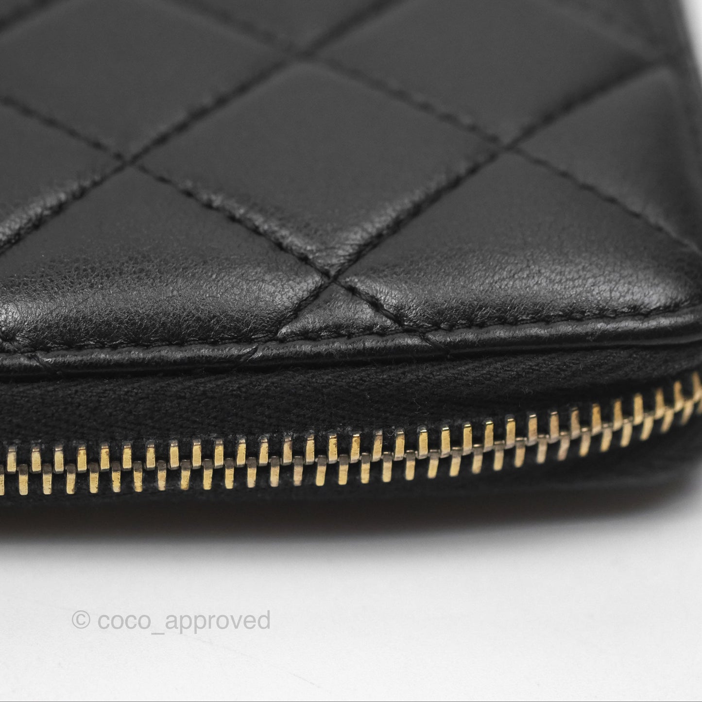 Chanel Zip Around Organiser Wallet Black Lambskin Gold Hardware