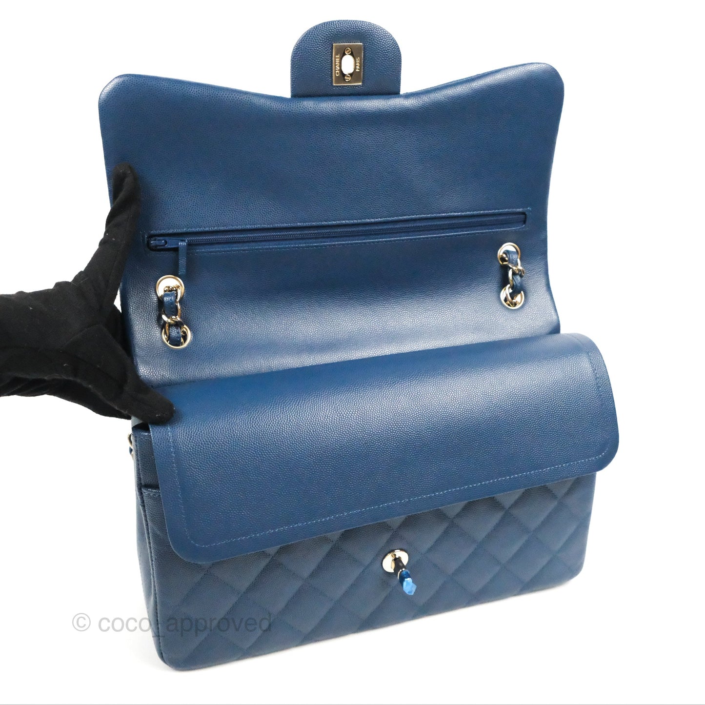 Chanel Jumbo Double Flap Dark Blue Caviar Gold Hardware⁣⁣