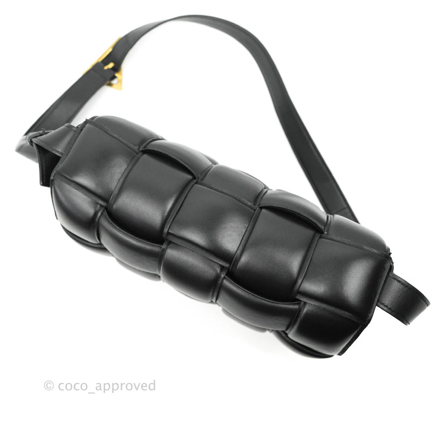 Bottega Veneta Padded Cassette Shoulder Bag Intrecciato Black Lambskin Gold Hardware