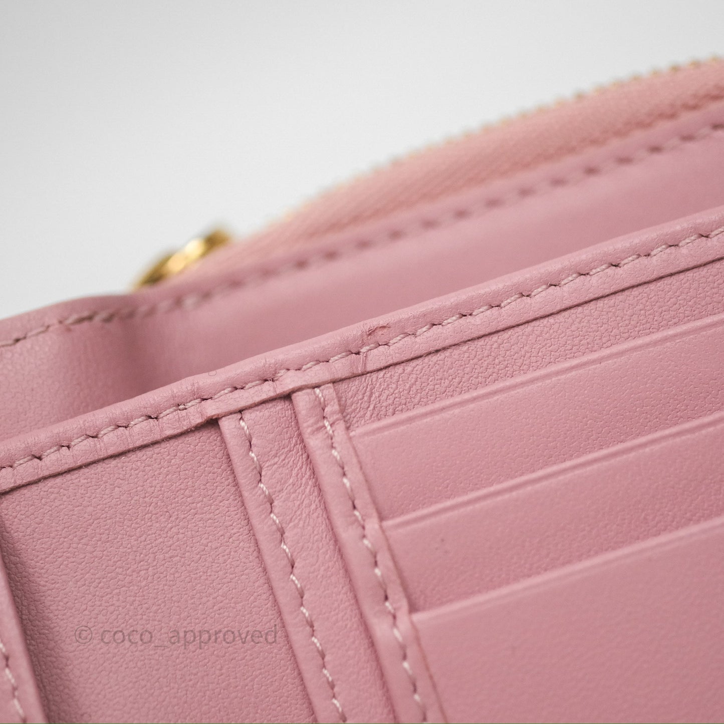 Christian Dior Medium Caro Scarlet Zipped Wallet Pink Cannage Calfskin