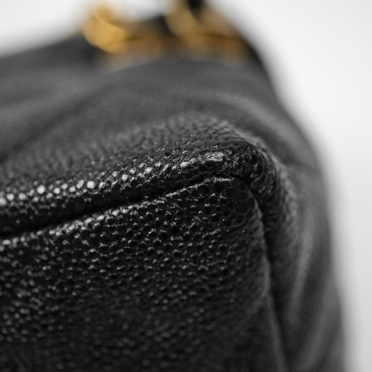 Chanel Quilted Mini Top Handle Vanity With Chain Black Caviar Aged Gold Hardware