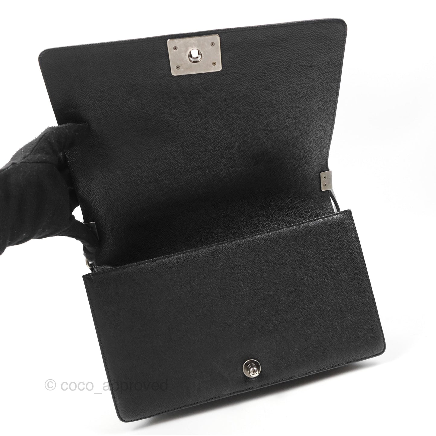 Chanel Quilted New Medium Boy Black Caviar Ruthenium Hardware