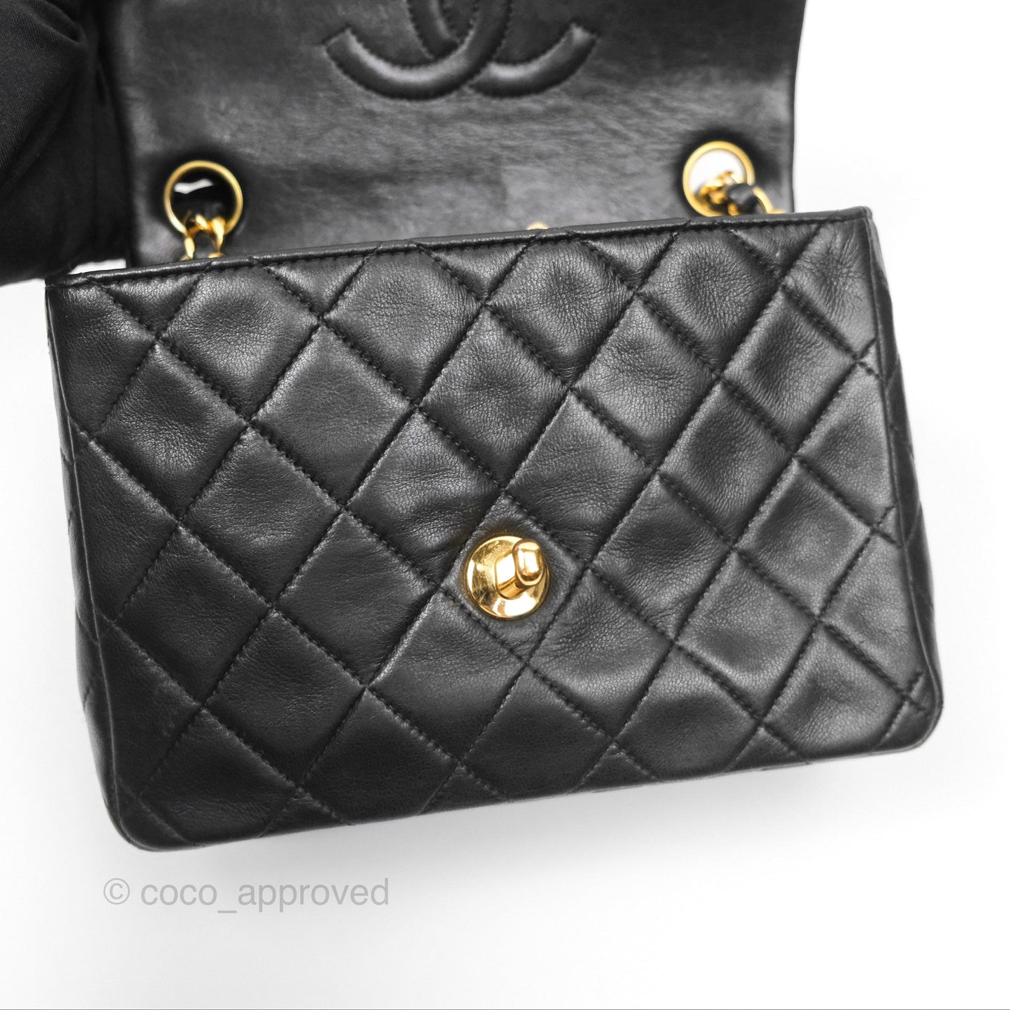 Chanel Vintage Mini Square Black Lambskin 24K Gold Hardware
