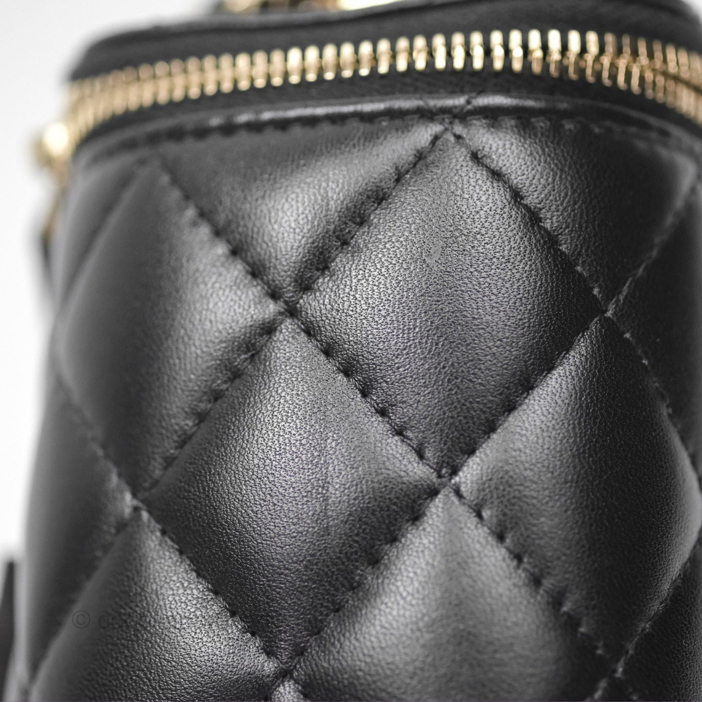 Chanel Mini Top Handle Vanity With Chain Black Lambskin Gold Hardware