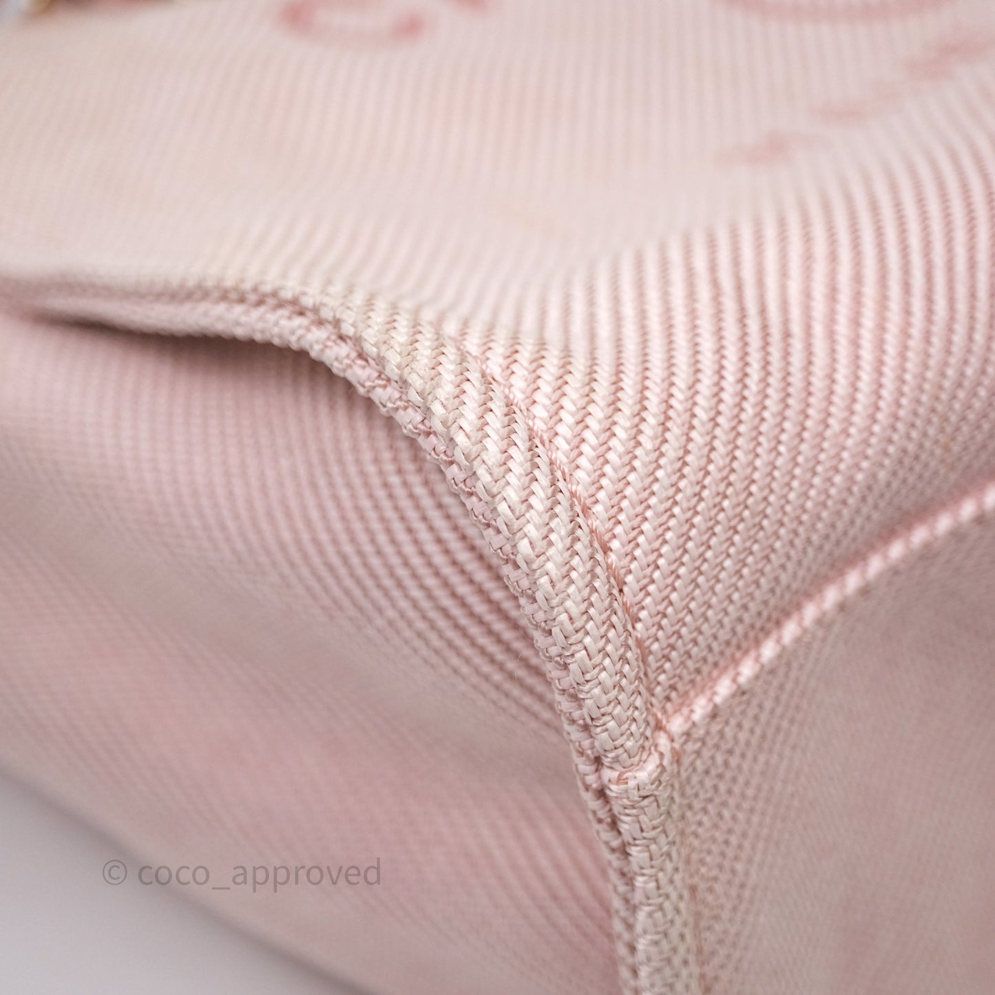 Chanel Large Deauville Tote Pink Canvas Gold Hardware