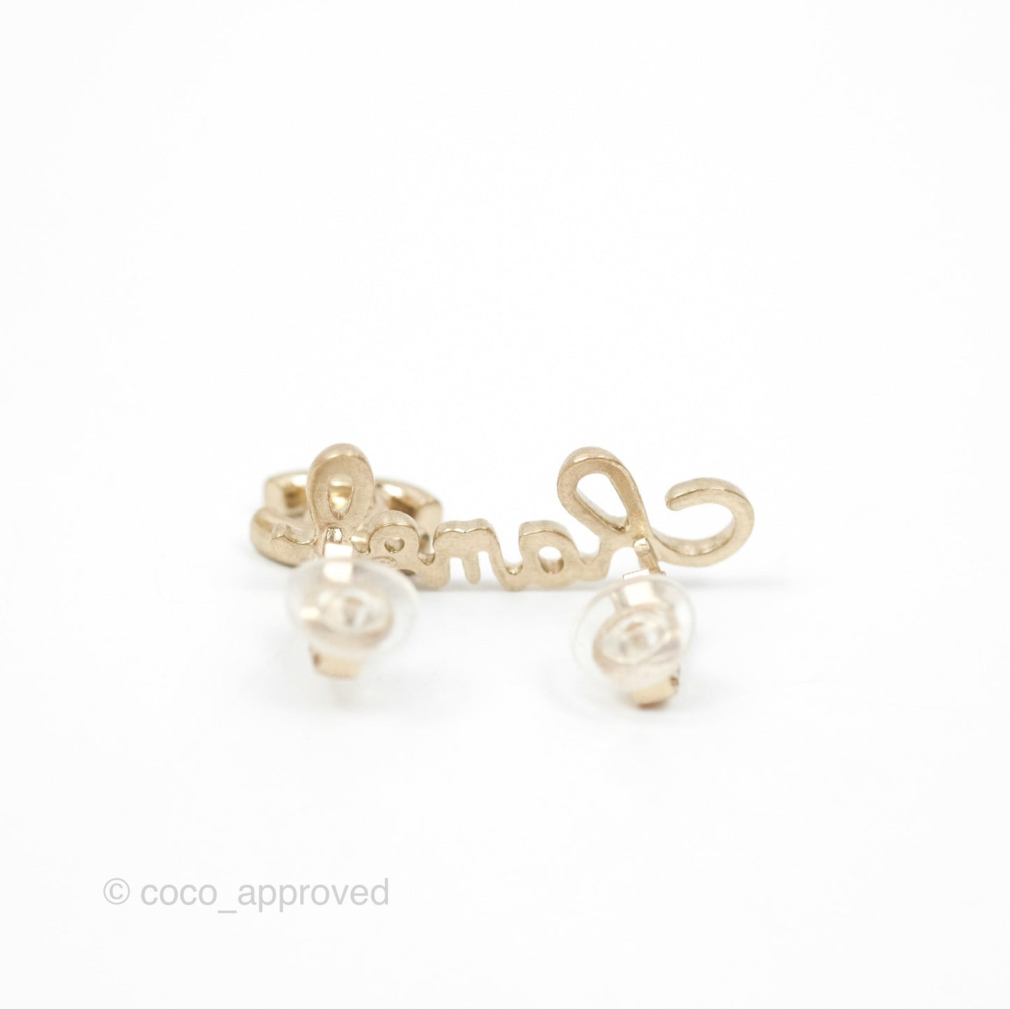 Chanel Logo CC Turnlock Ear Clips Gold Tone 21P
