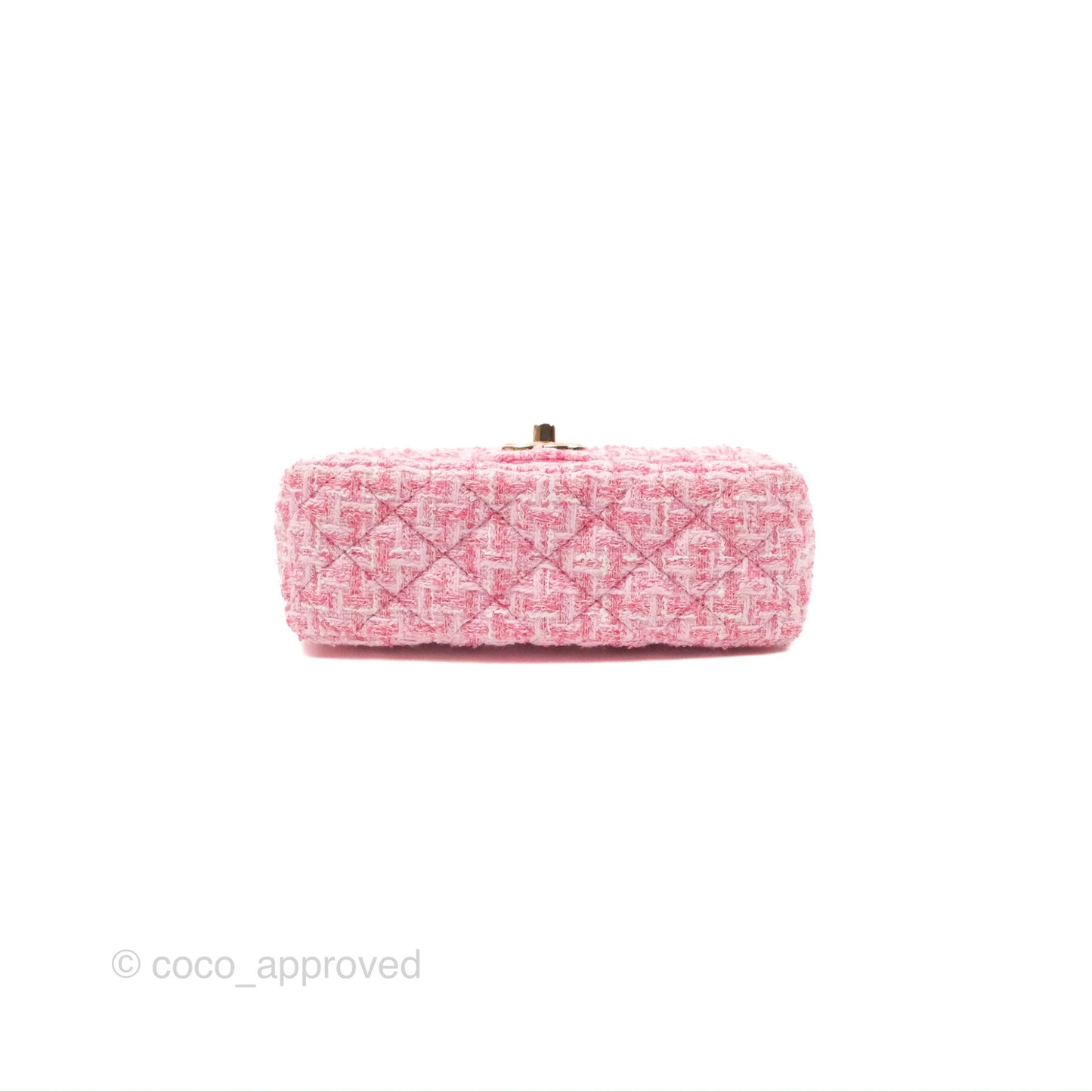 Chanel Flap Bag with Heart Resin Charm Chain Pink Tweed Gold Hardware