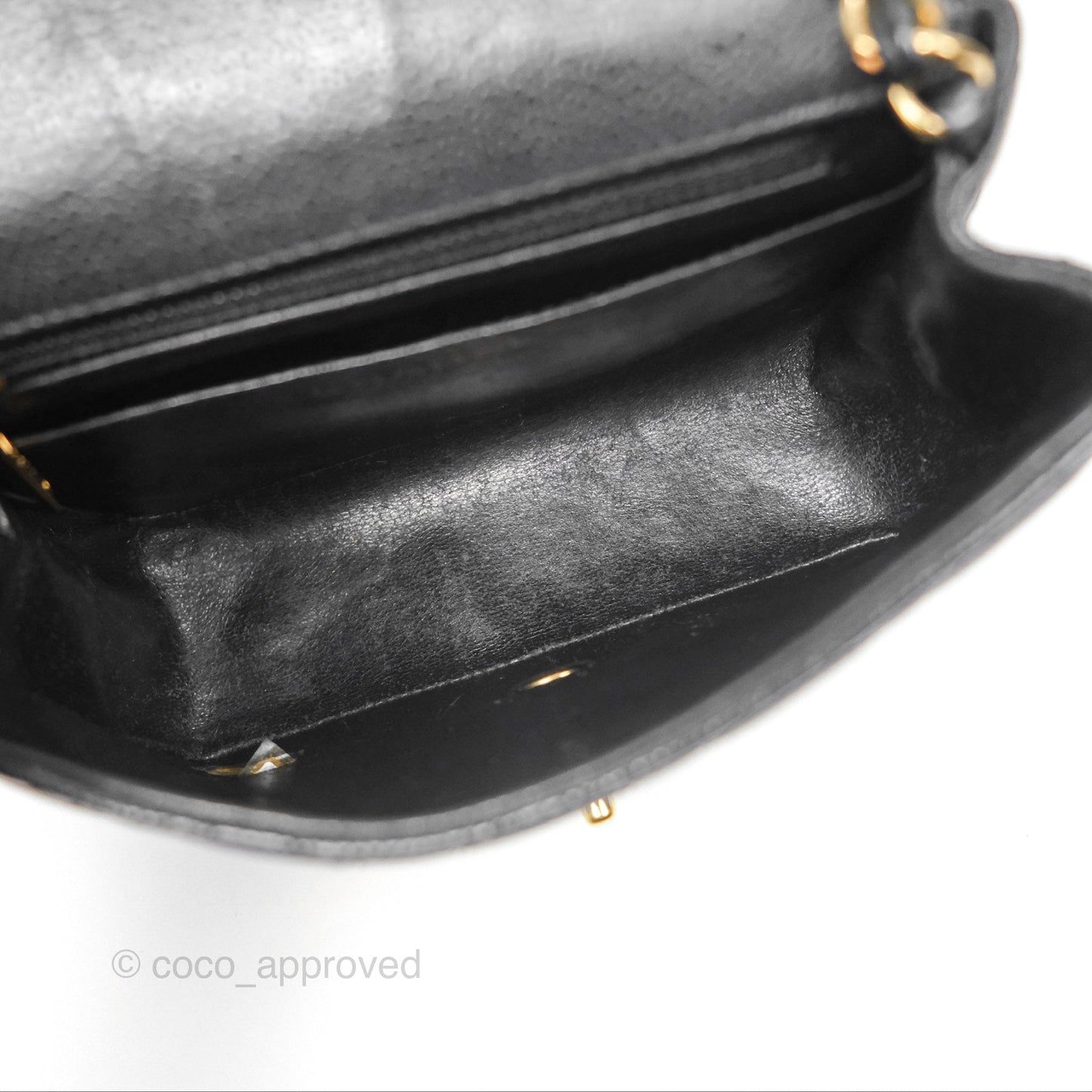 Chanel Vintage Mini Square Quilted Black Caviar Gold Hardware