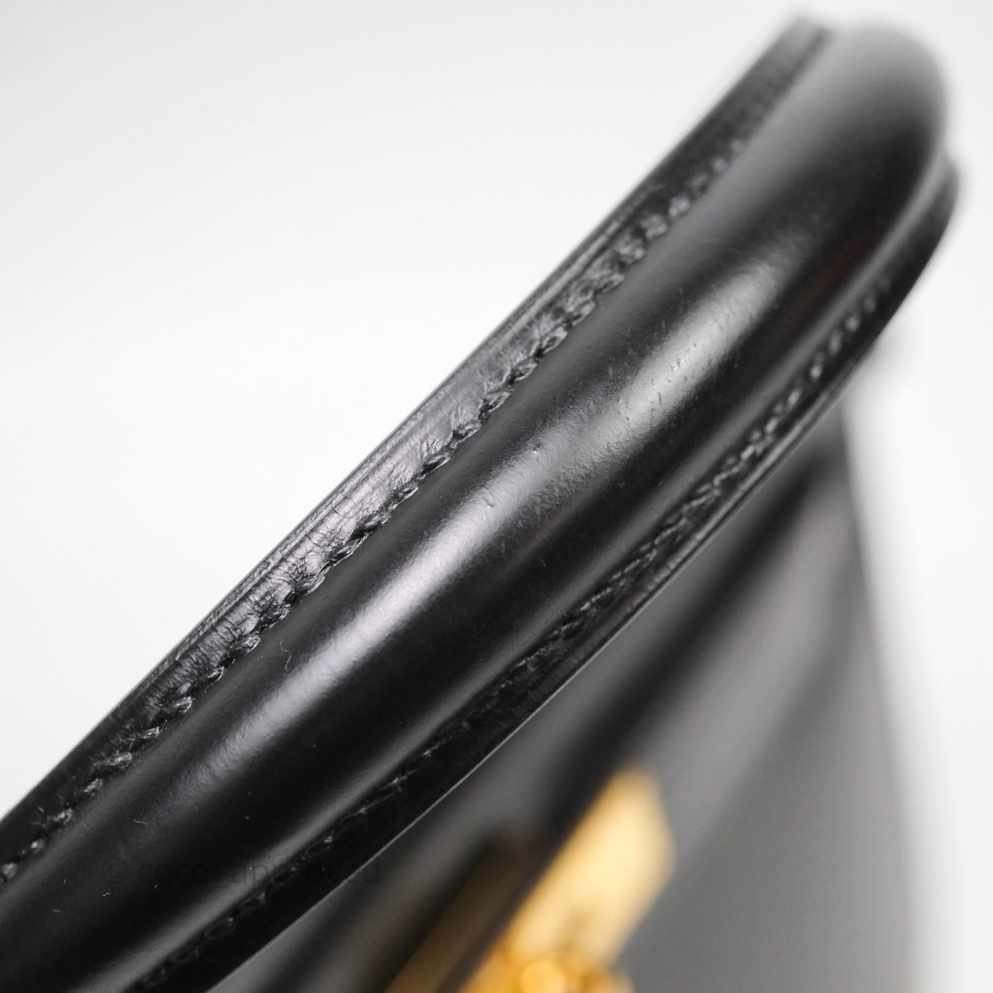 Hermès Vintage Kelly 28 Sellier Black Noir 89 Box Leather Gold Hardware
