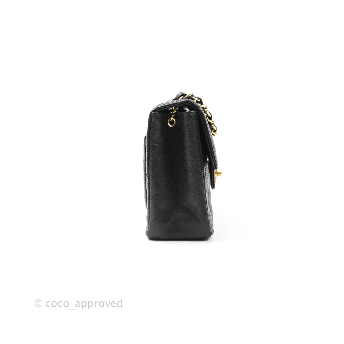 Chanel Quilted Vintage Mini Square Flap Black Caviar 24K Gold Hardware
