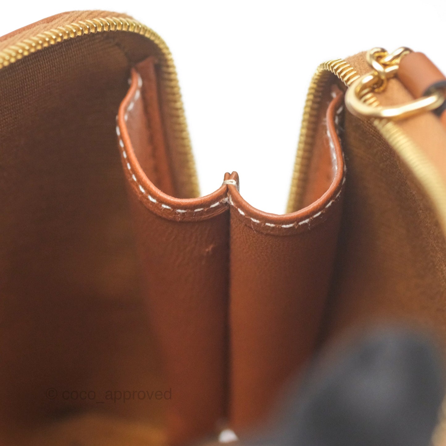 Celine Clutch With Chain Triomphe Canvas Lambskin Tan