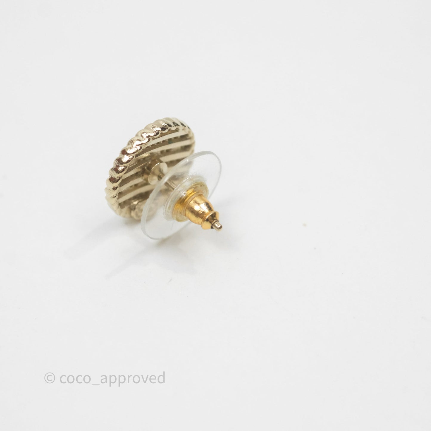 Chanel CC Round Earrings Gold Tone 19C