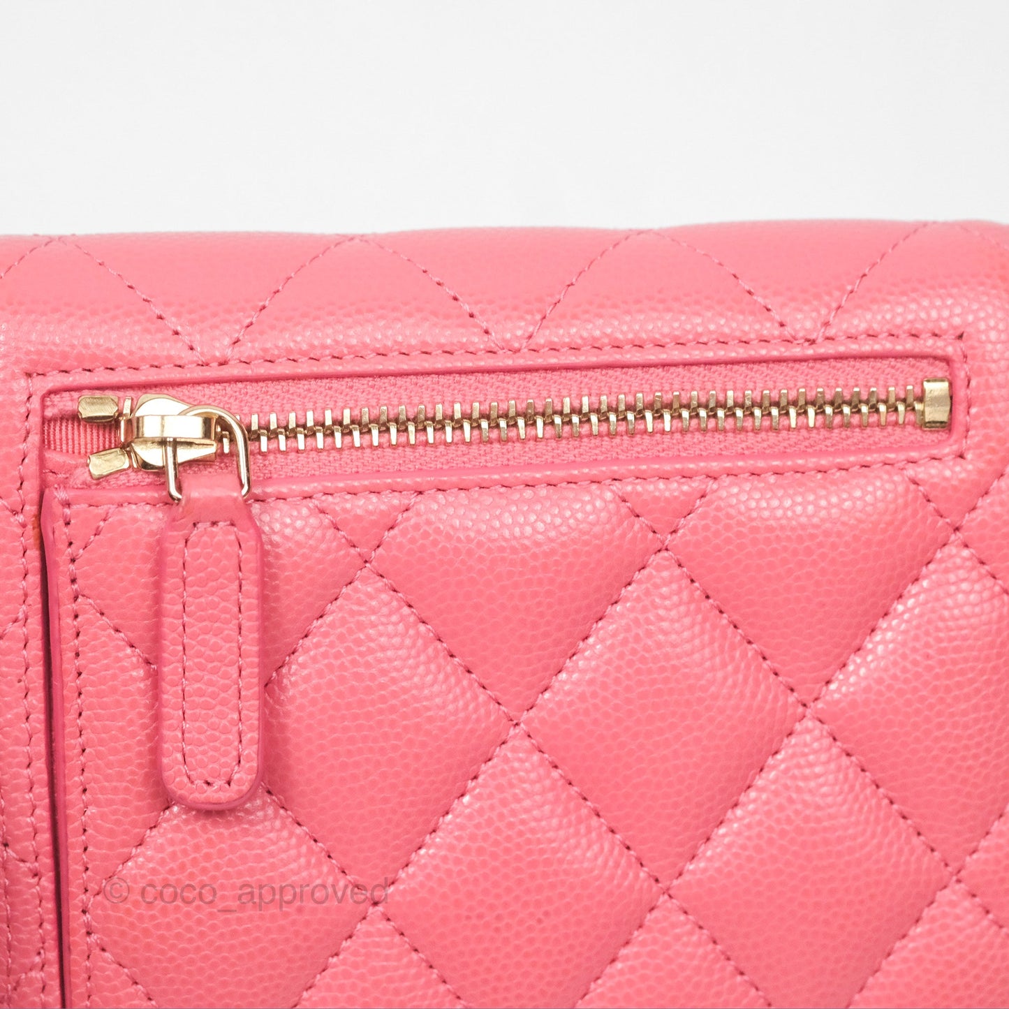 Chanel Classic Short Flap Wallet Pink Caviar Gold Hardware⁣