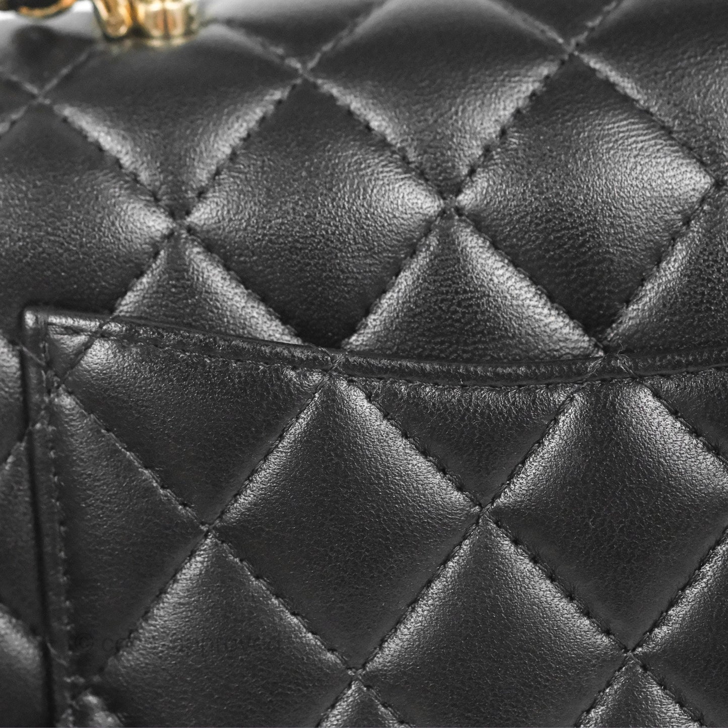 Chanel Top Handle Mini Rectangular Flap Bag Black Lambskin Gold Hardware