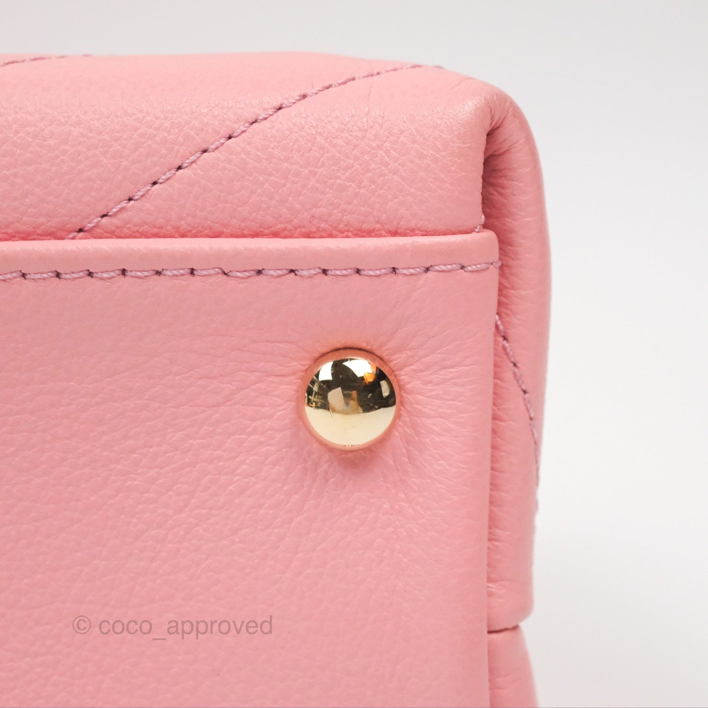 Chanel Small Chevron Chic Top Handle Flap Pink Grained Calfskin Gold Hardware