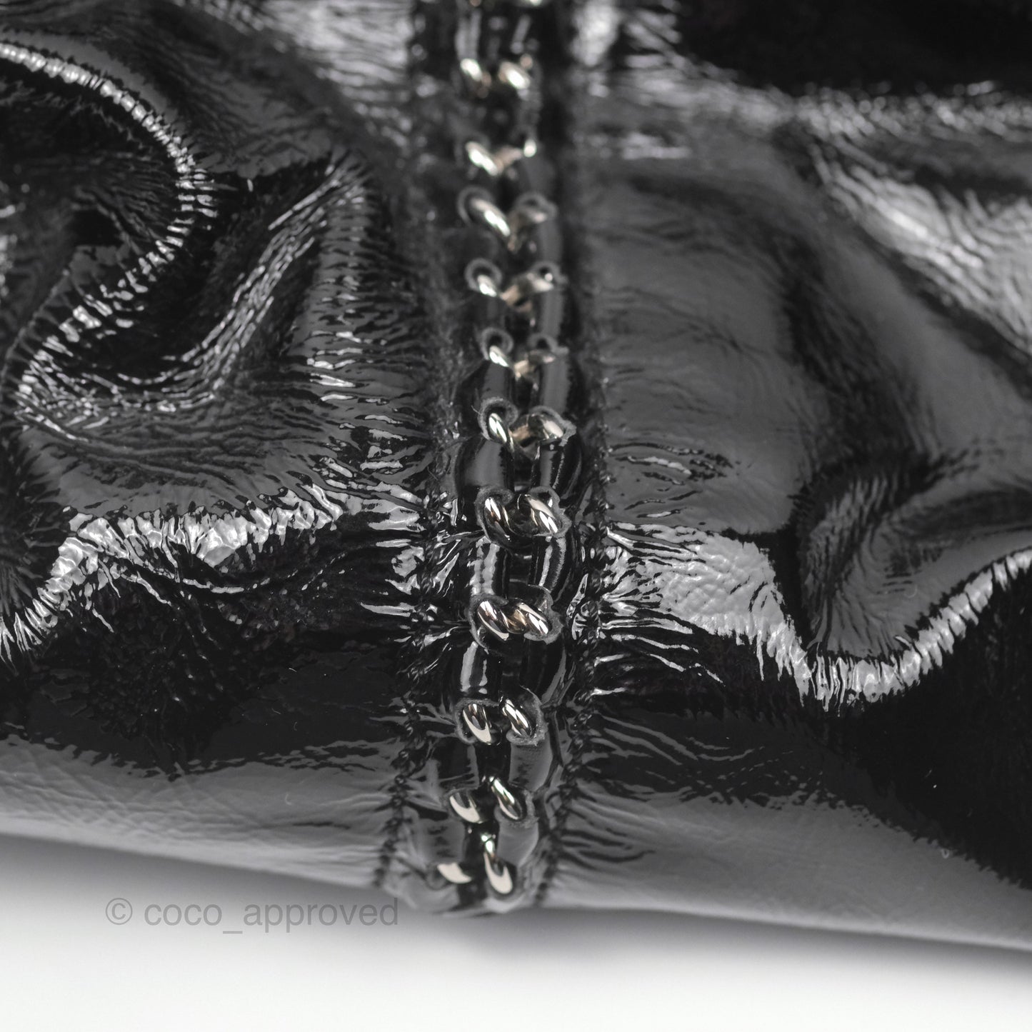 Chanel Bowling Tote Bag Black Glazed Calfskin Silver Hardware
