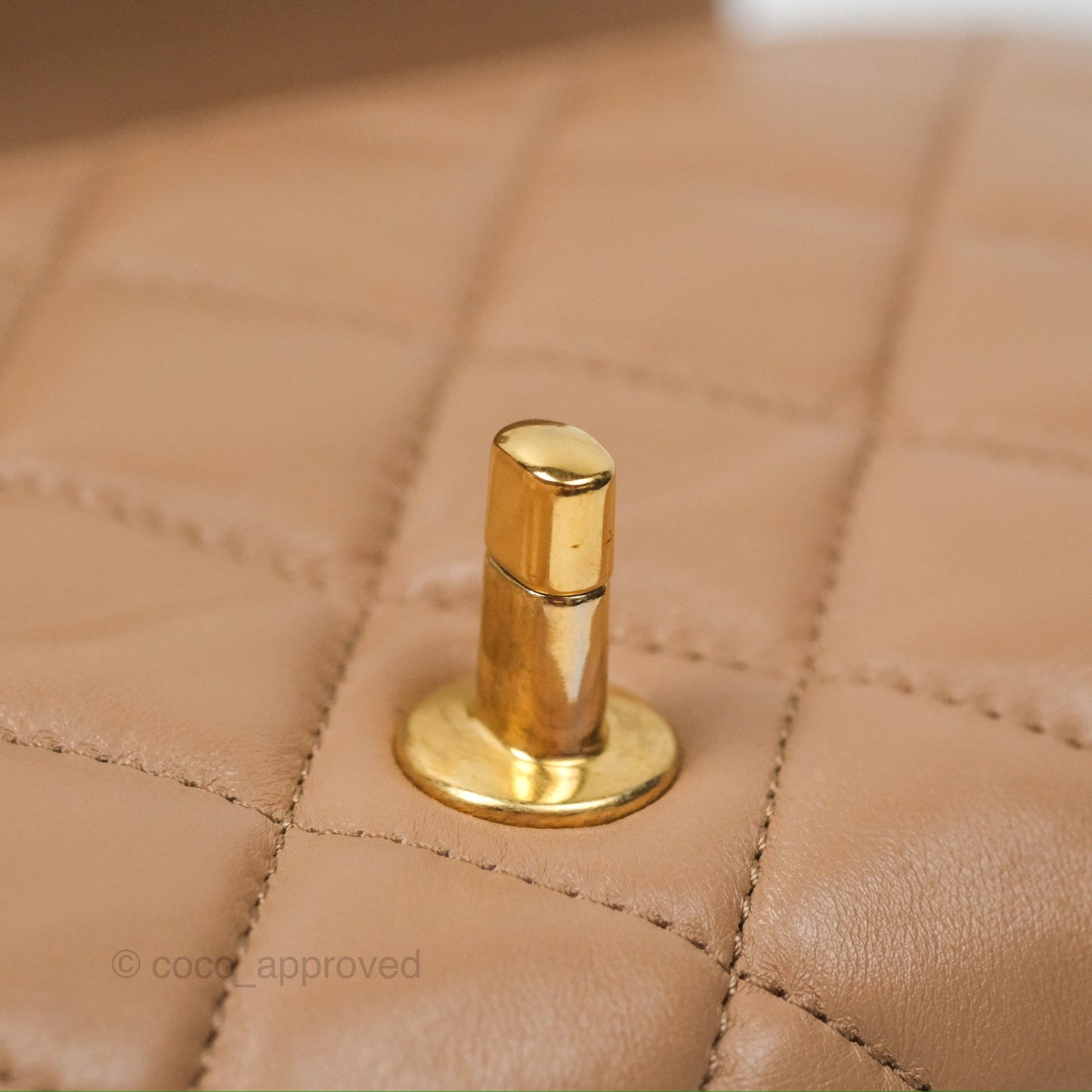 Chanel Small All Slide Adjustable Chain Flap Bag Beige Lambskin Aged Gold Hardware