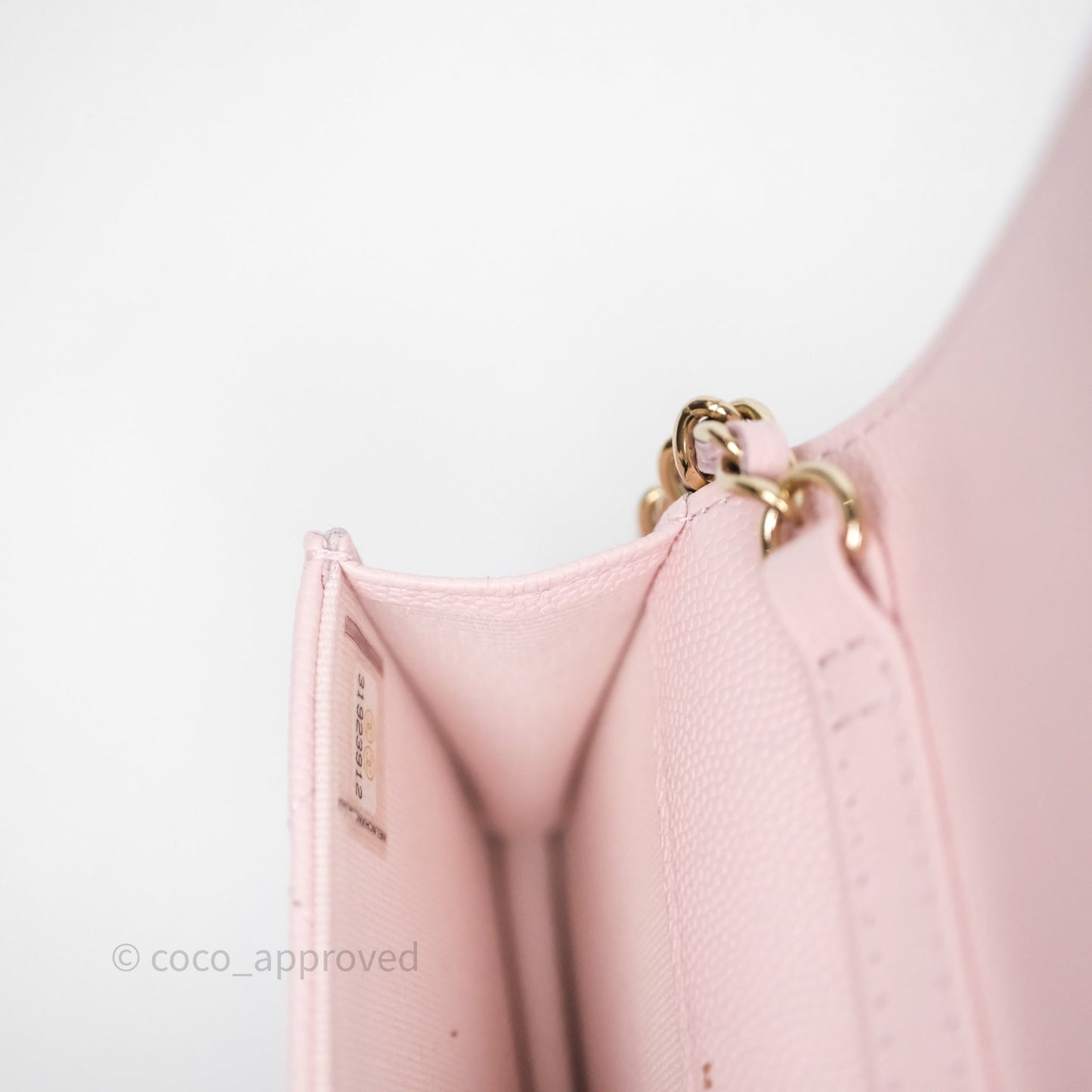 Chanel Mini Wallet With Chain Light Pink Caviar Gold Hardware