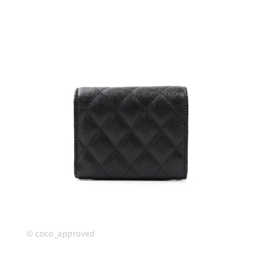 Chanel Classic Flap Small Wallet Black Caviar Gold Hardware⁣
