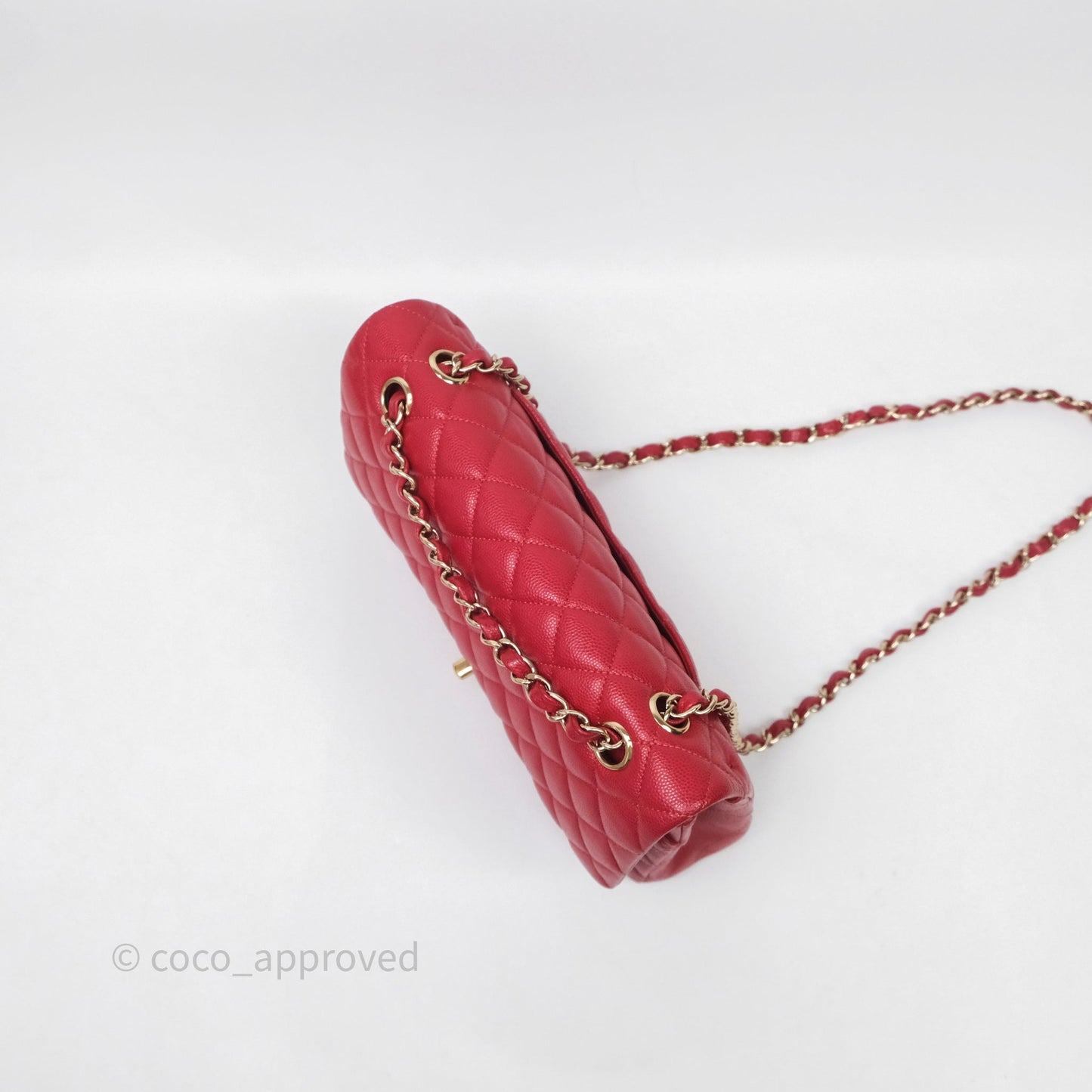 Chanel Classic M/L Medium Flap Quilted Red Caviar Gold Hardware