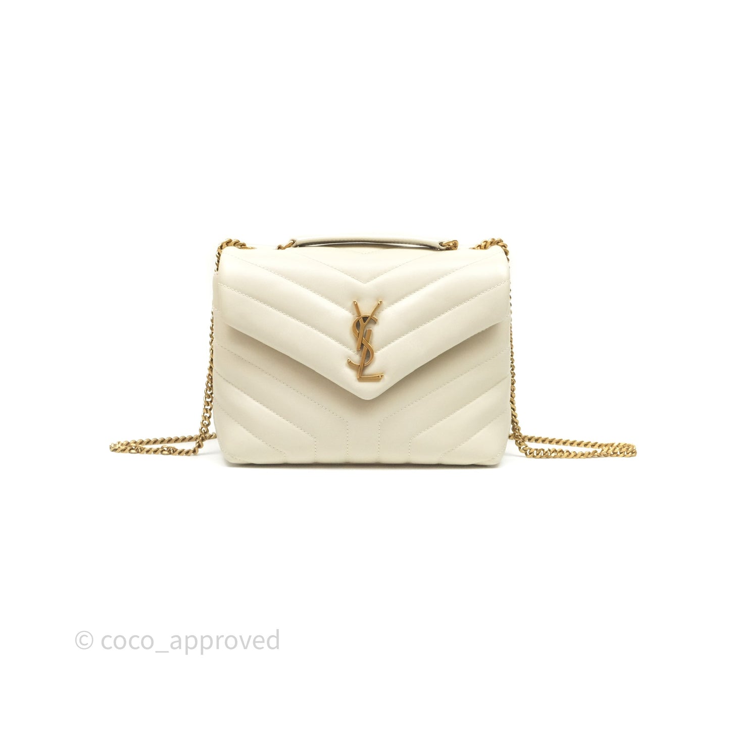 Saint Laurent Loulou Small Flap Bag Beige Calfskin Gold Hardware
