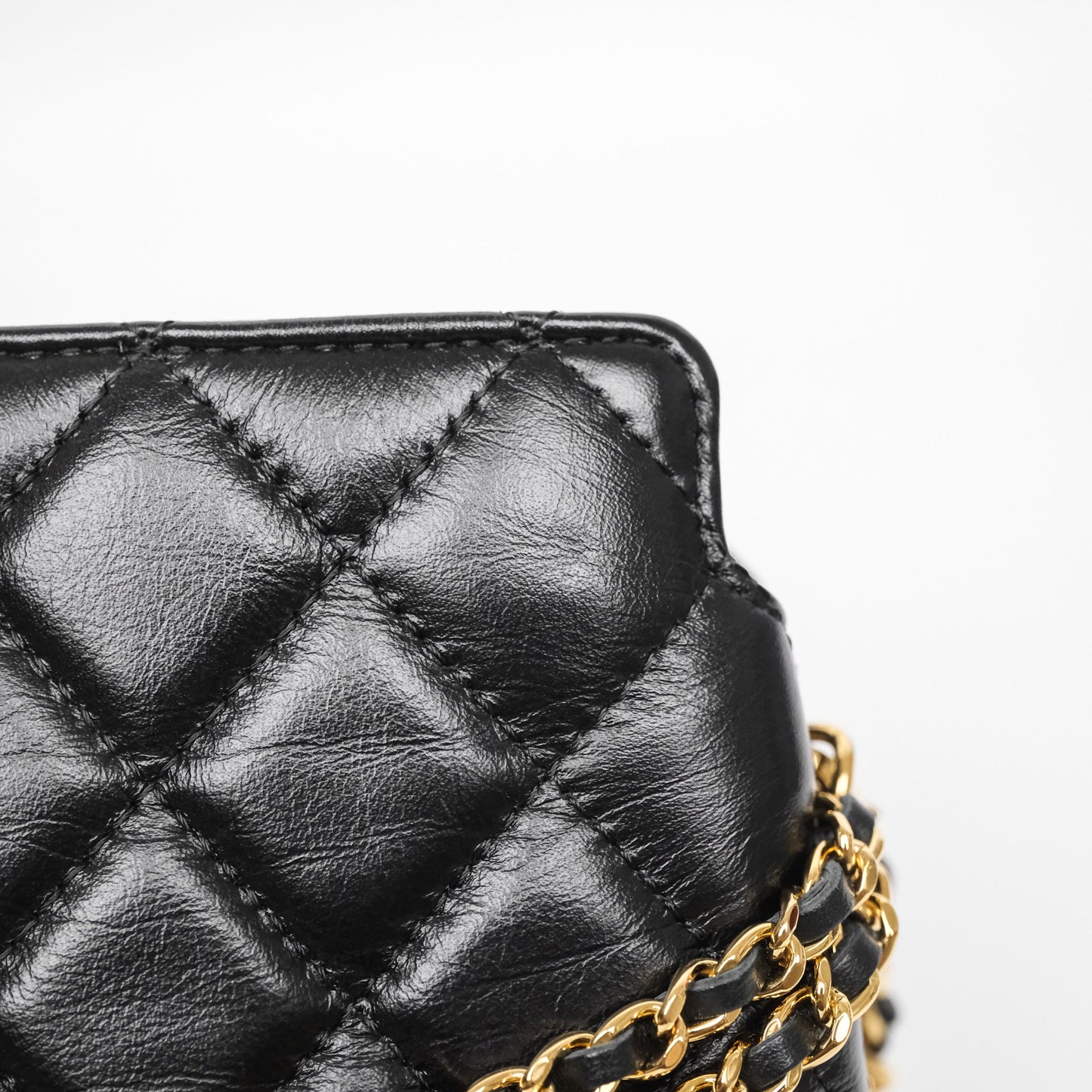 Chanel Clutch With Heart Chain Black Lambskin Gold Hardware