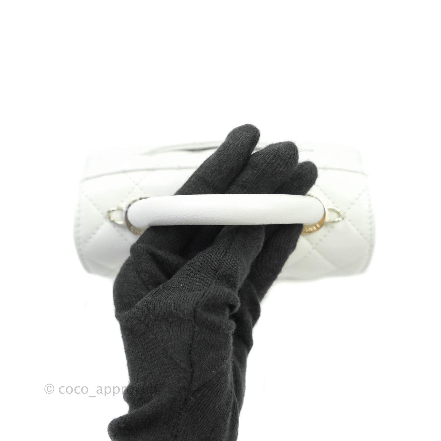 Chanel Extra Mini Coco Handle Quilted White Caviar Gold Hardware
