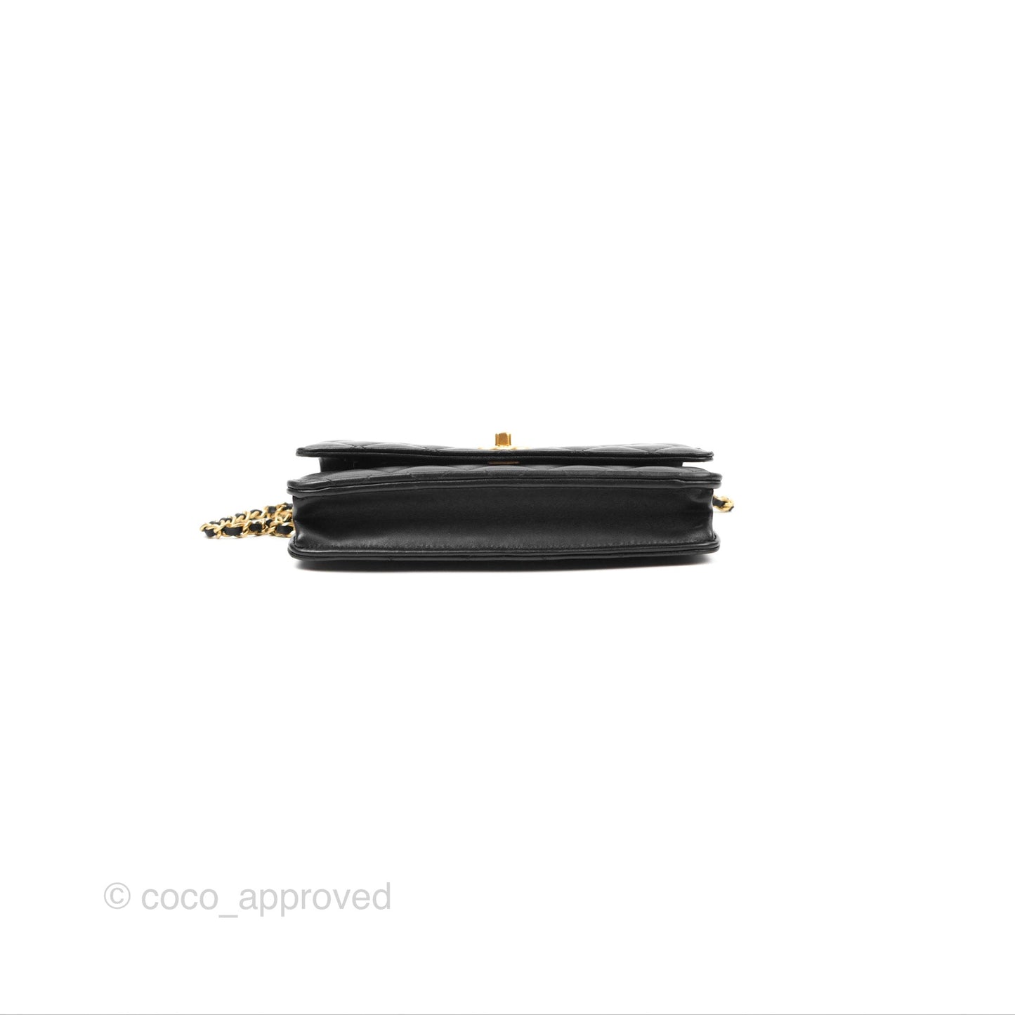 Chanel Quilted Pearl Crush Wallet on Chain WOC Black Lambskin Aged Gold Hardware