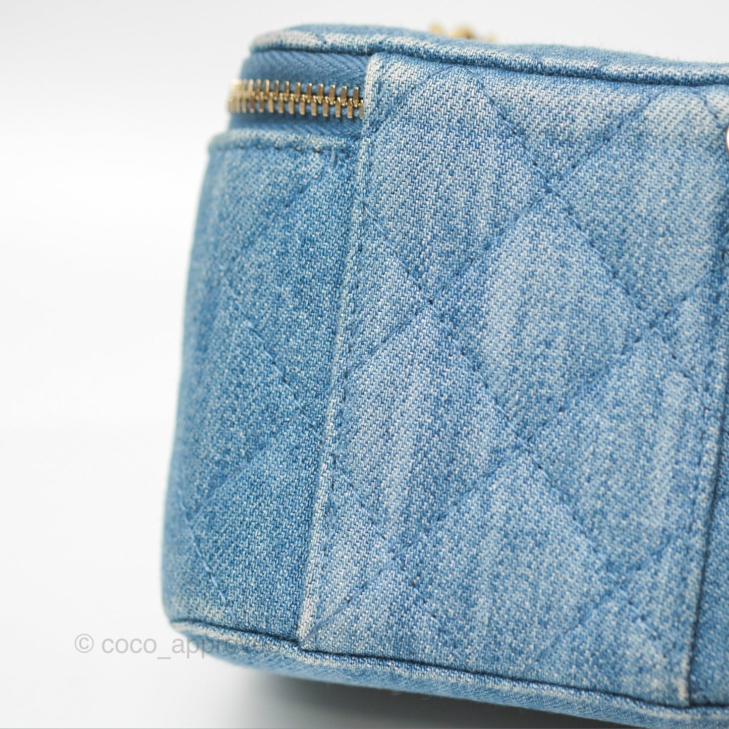 Chanel Mini Pearl Crush Vanity With Chain Denim Aged Gold Hardware