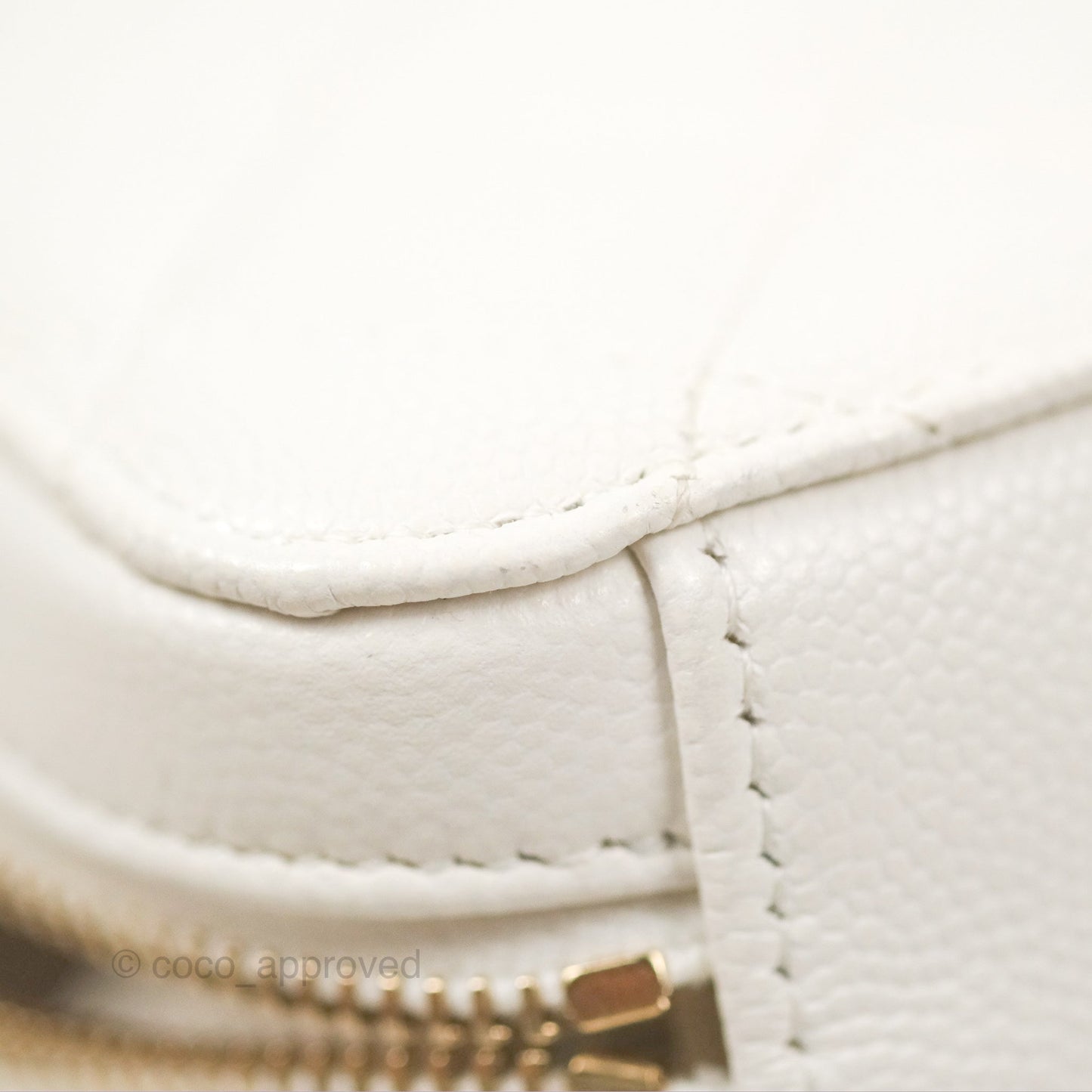 Chanel Mini Quilted Camera Case White Caviar Gold Hardware