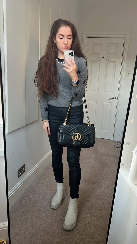 Luxury Gucci GG Black Marmont Medium Shoulder Bag