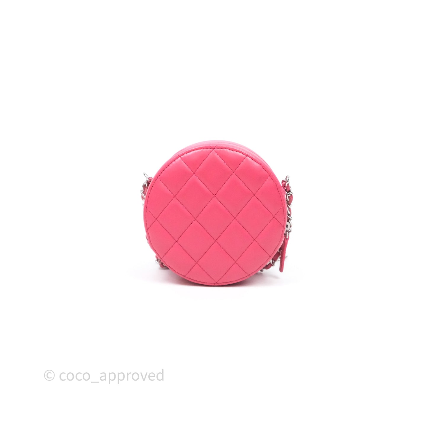 Chanel Quilted Round Clutch With Chain Dark Pink Lambskin Gold Hardware