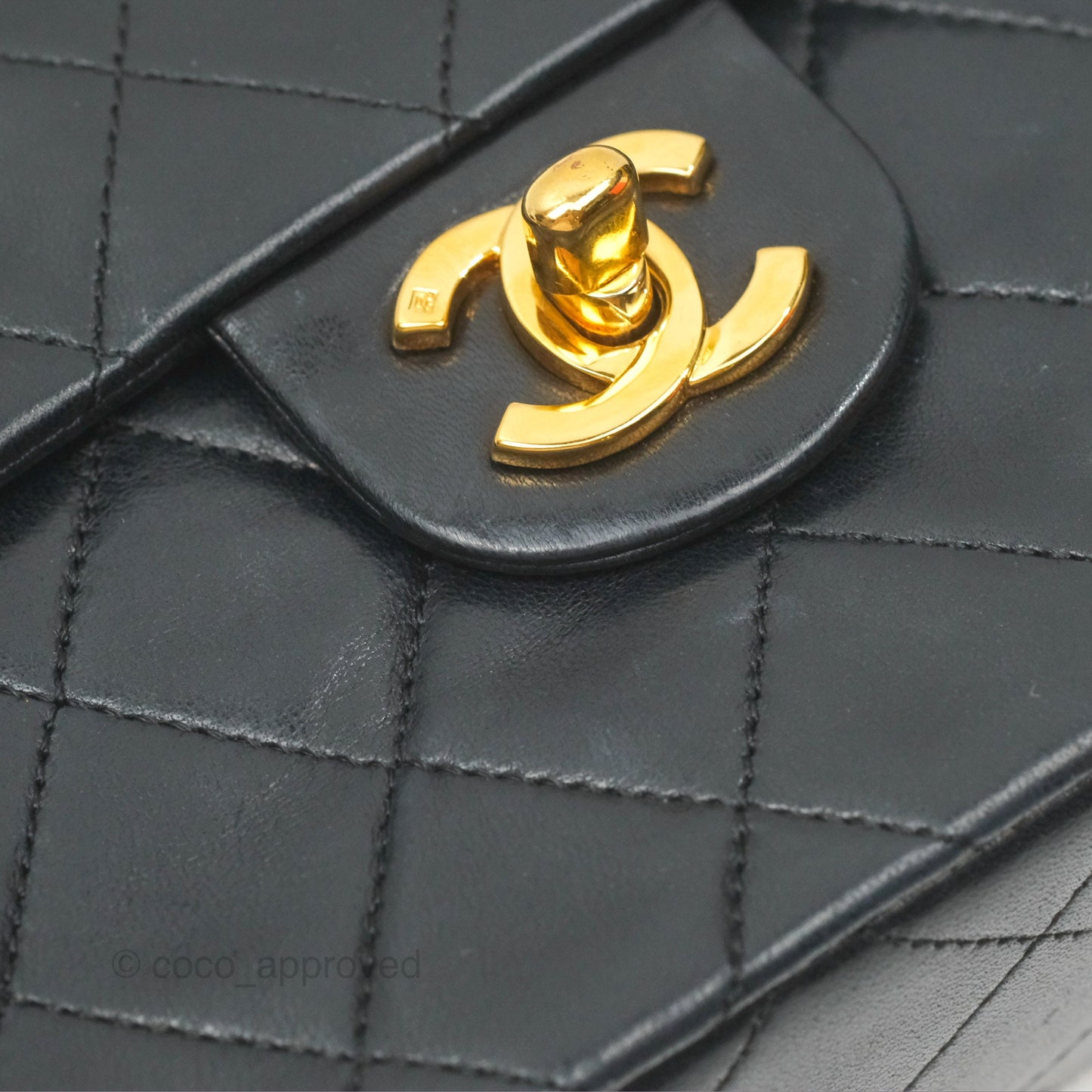 Chanel Vintage Mini Square Black Lambskin 24K Gold Hardware