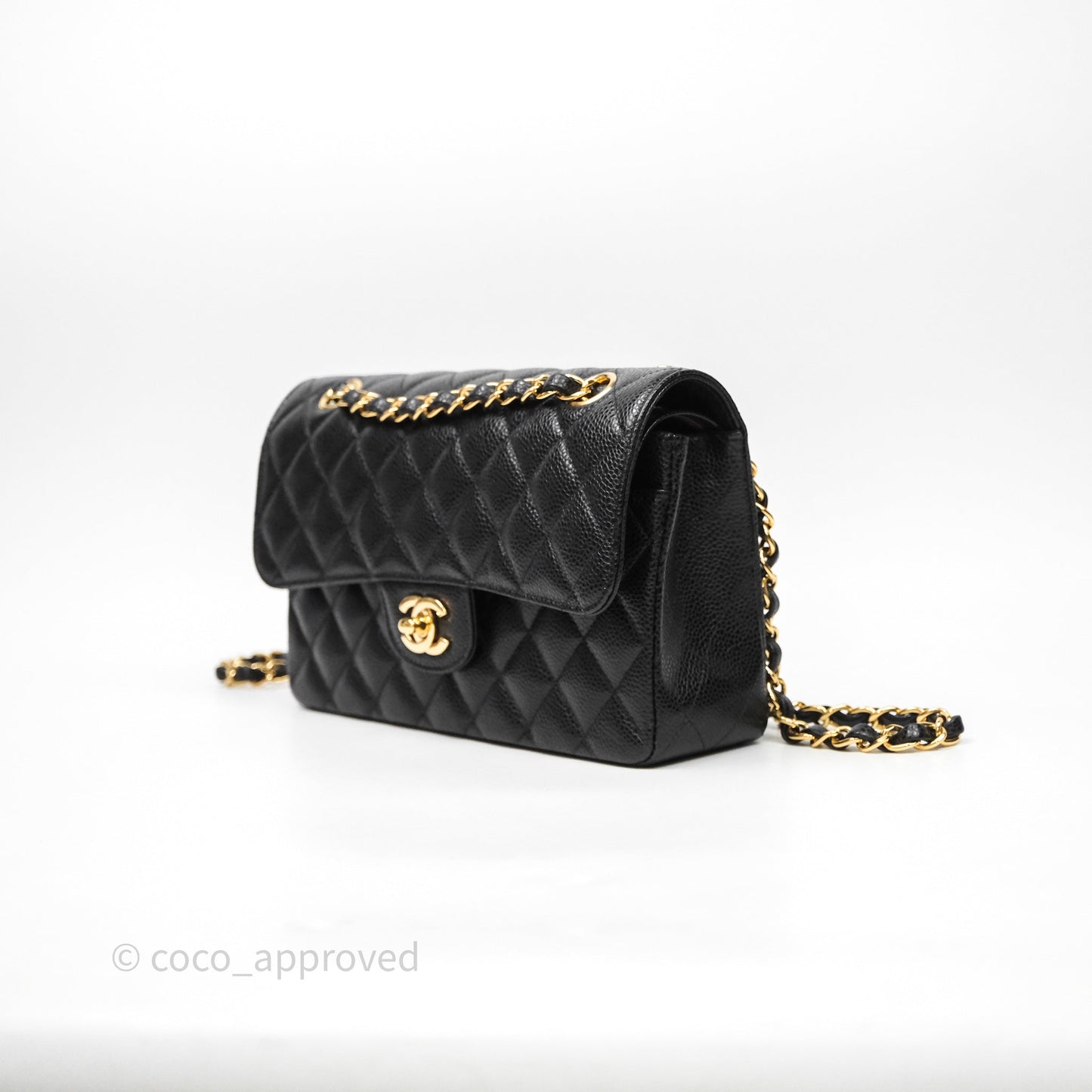 Chanel Small Classic Flap Quilted Black Caviar Gold Hardware