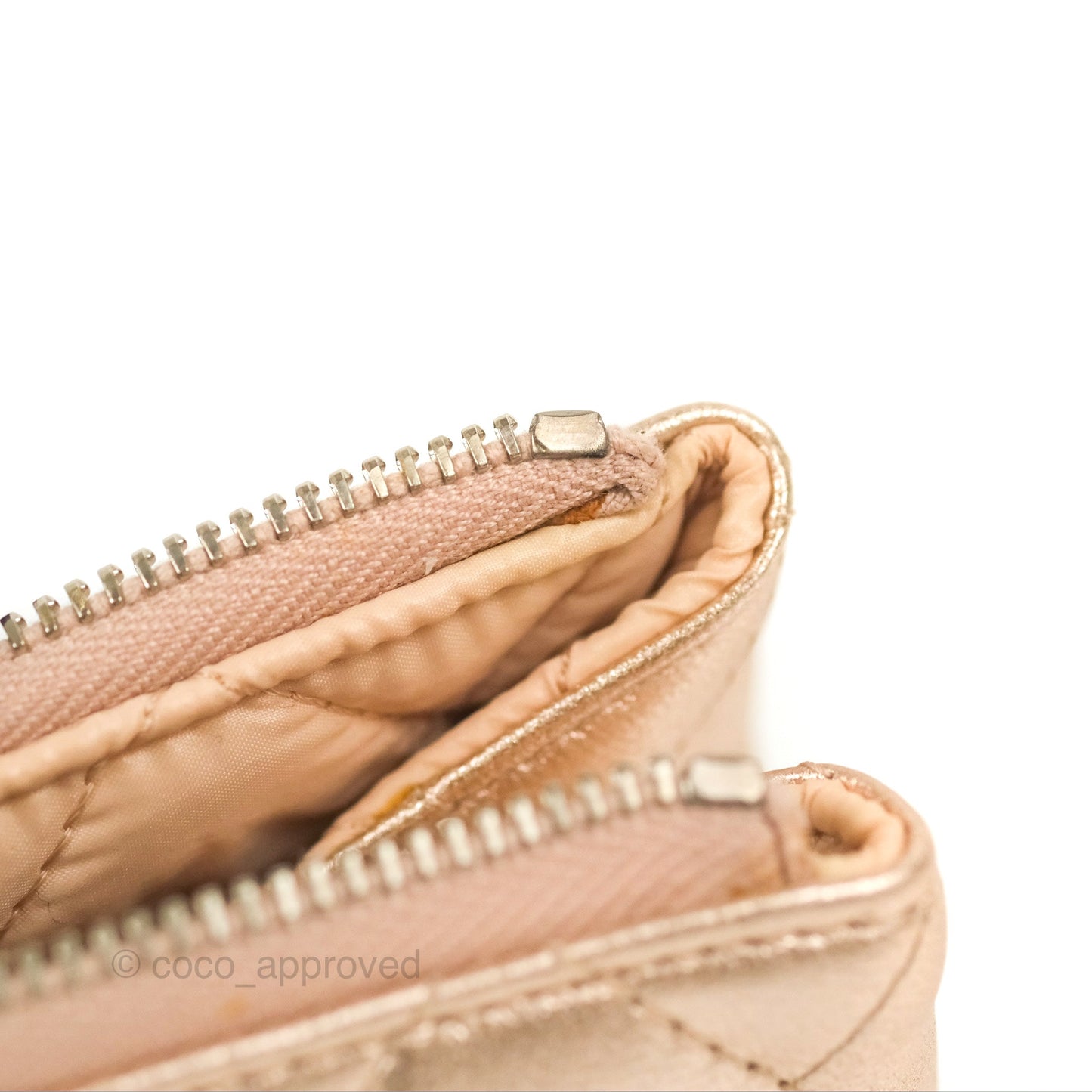 Chanel Toiletry Pouch Metallic Rose Gold Lambskin Silver Hardware