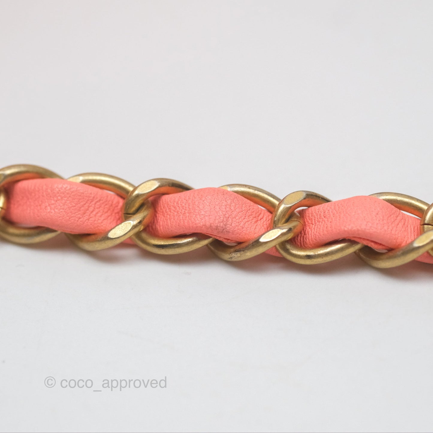 Chanel Chevron Mini Rectangular Flap Peach Pink Lambskin Aged Gold Hardware