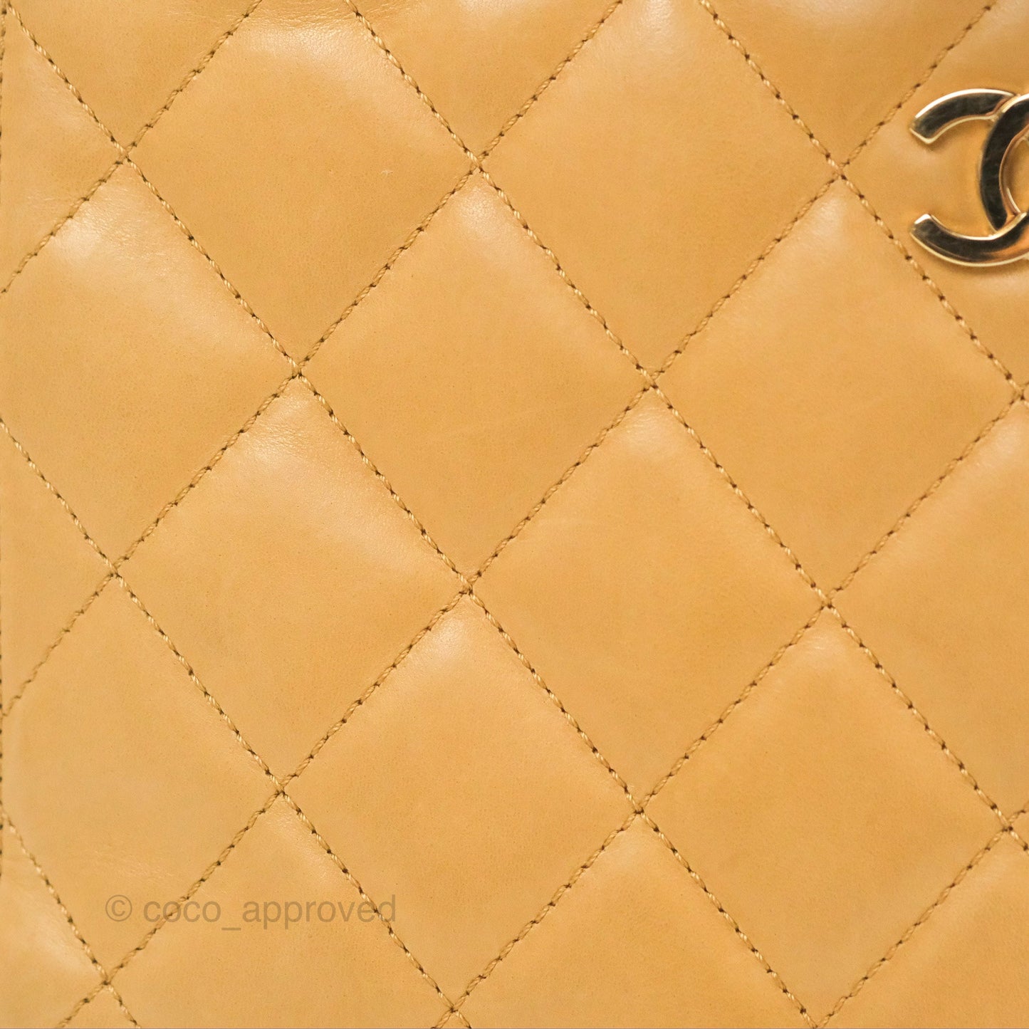 Chanel Vintage Small Top Handle Tote Quilted Beige Lambskin
