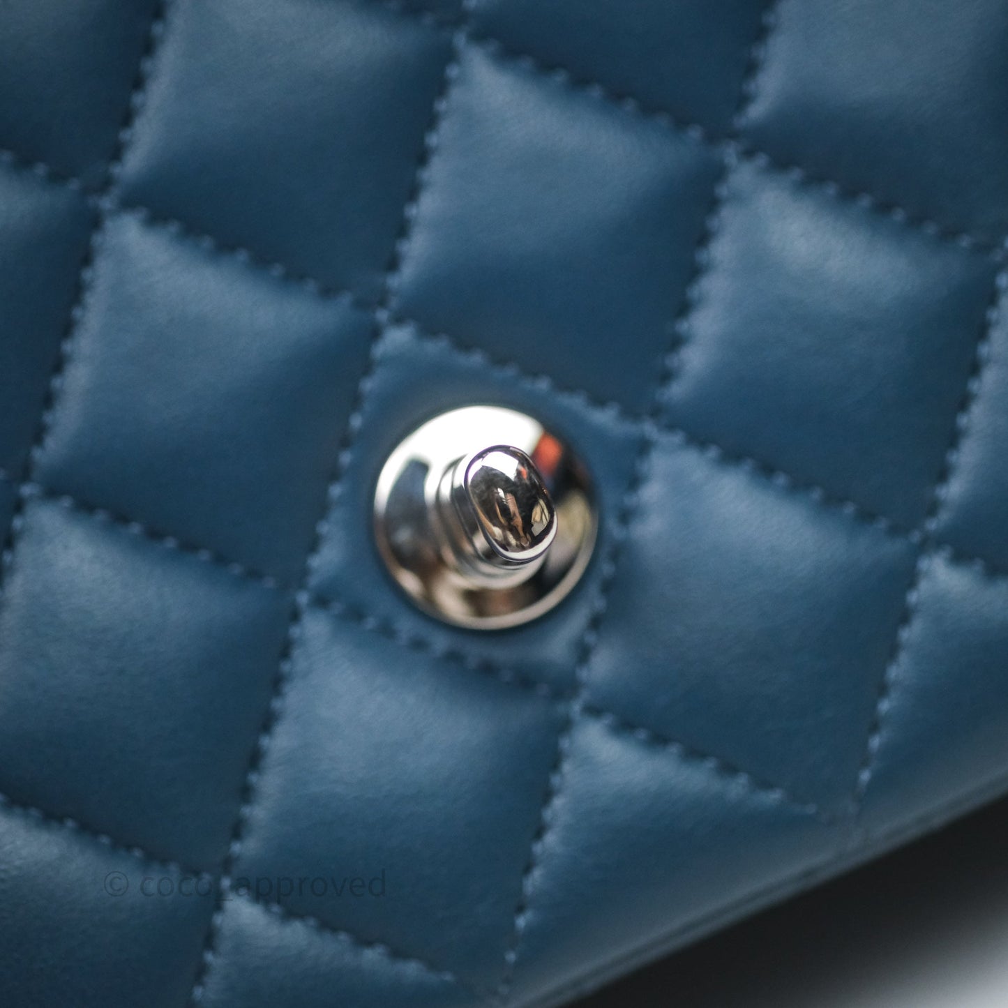 Chanel Mini Rectangular Quilted Navy Lambskin Silver Hardware