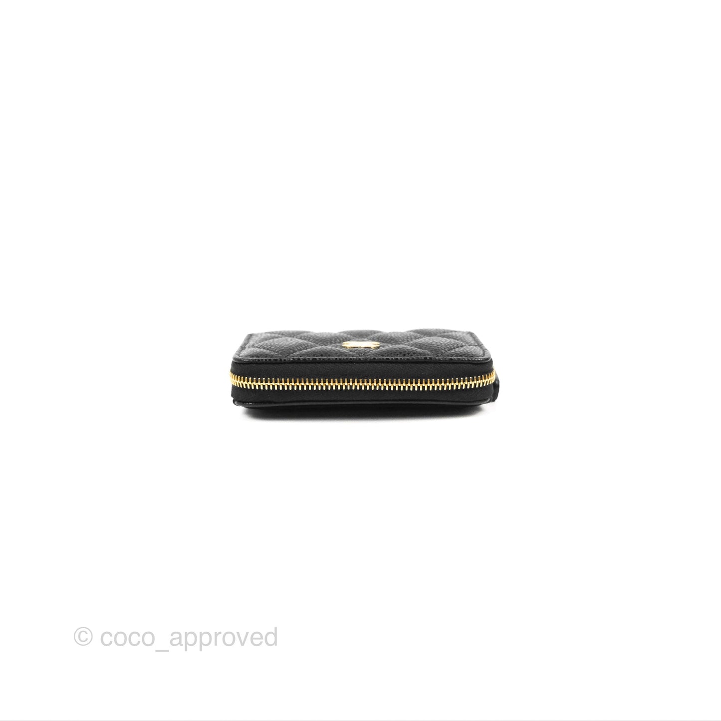 Chanel Classic Quilted Zipped Coin Purse Black Caviar Gold Hardware
