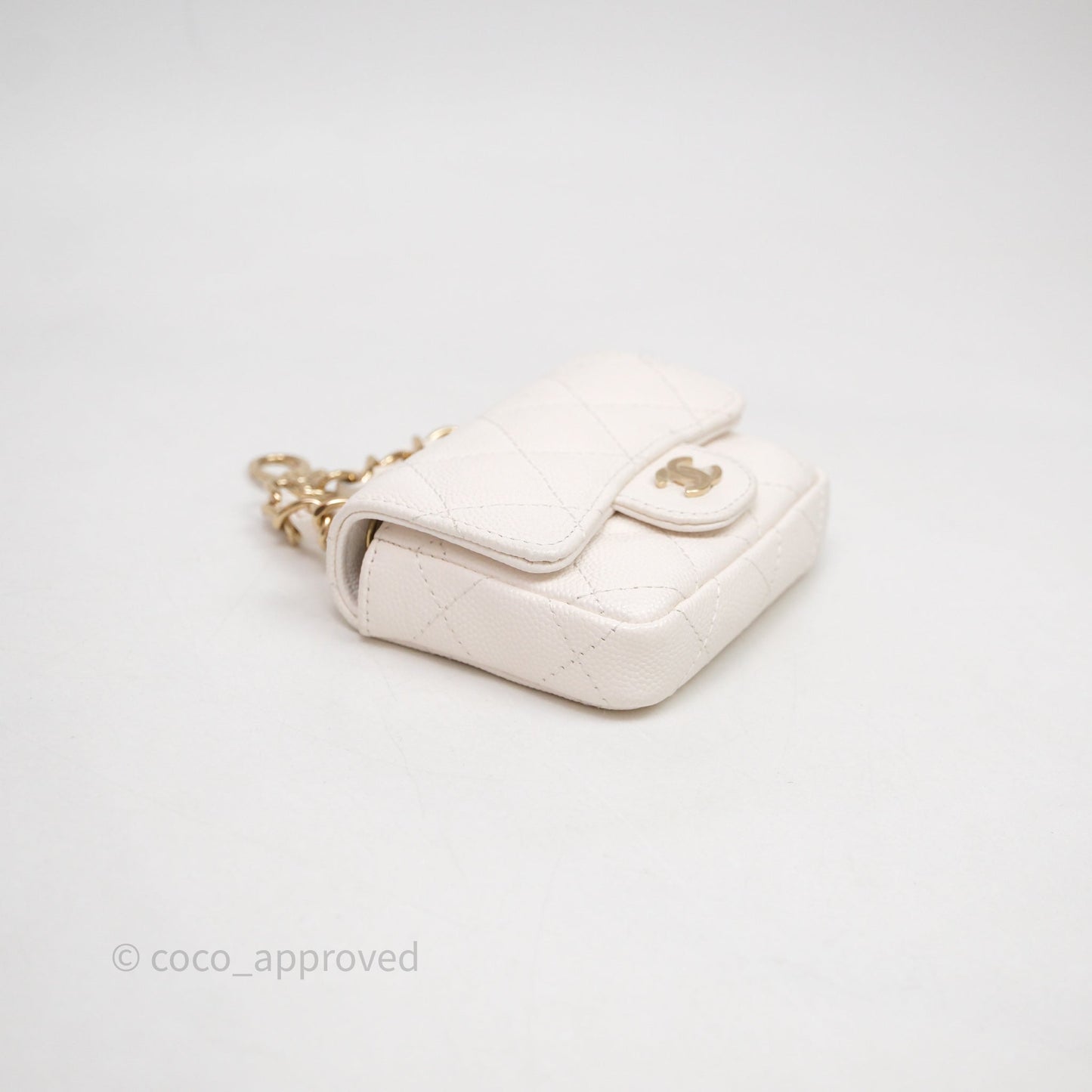 Chanel Mini Flap Belt Bag Caviar White Gold Hardware