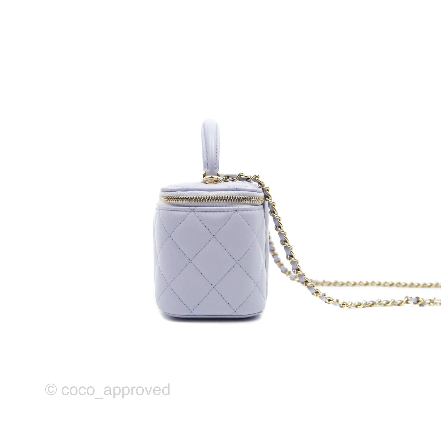 Chanel Vanity Rectangular Top Handle Light Purple Lilac Lambskin Gold Hardware