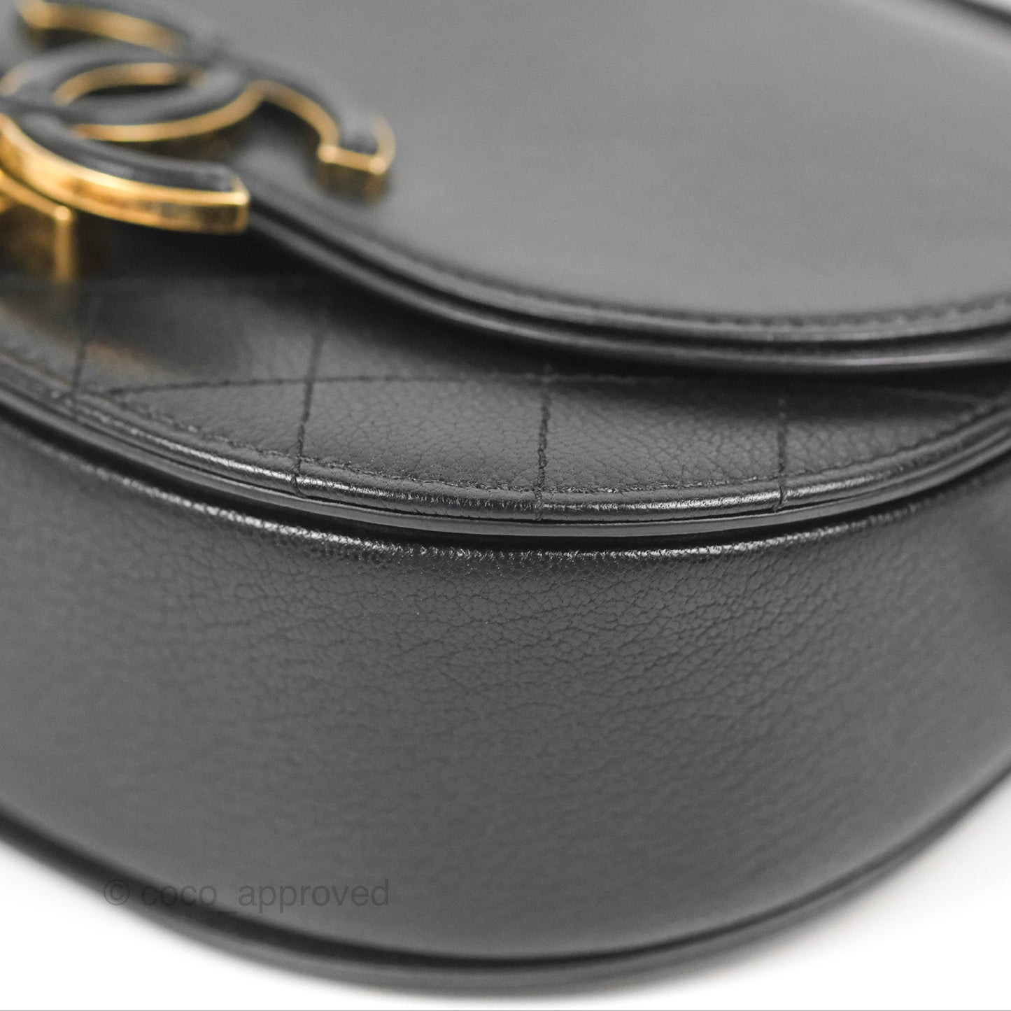 Chanel Small Coco Curve Flap Black Goatskin Antique Gold Hardware