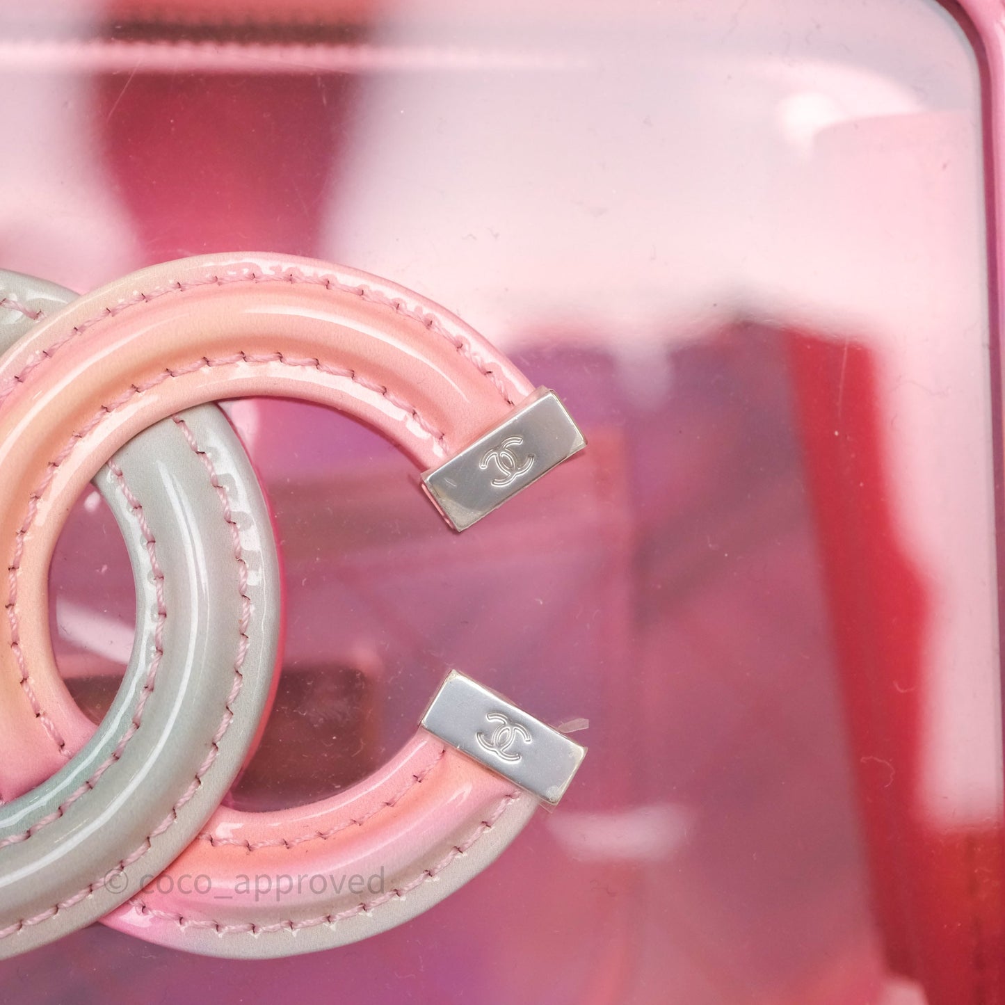 Chanel Filigree Pink Vanity Case PVC Silver Hardware