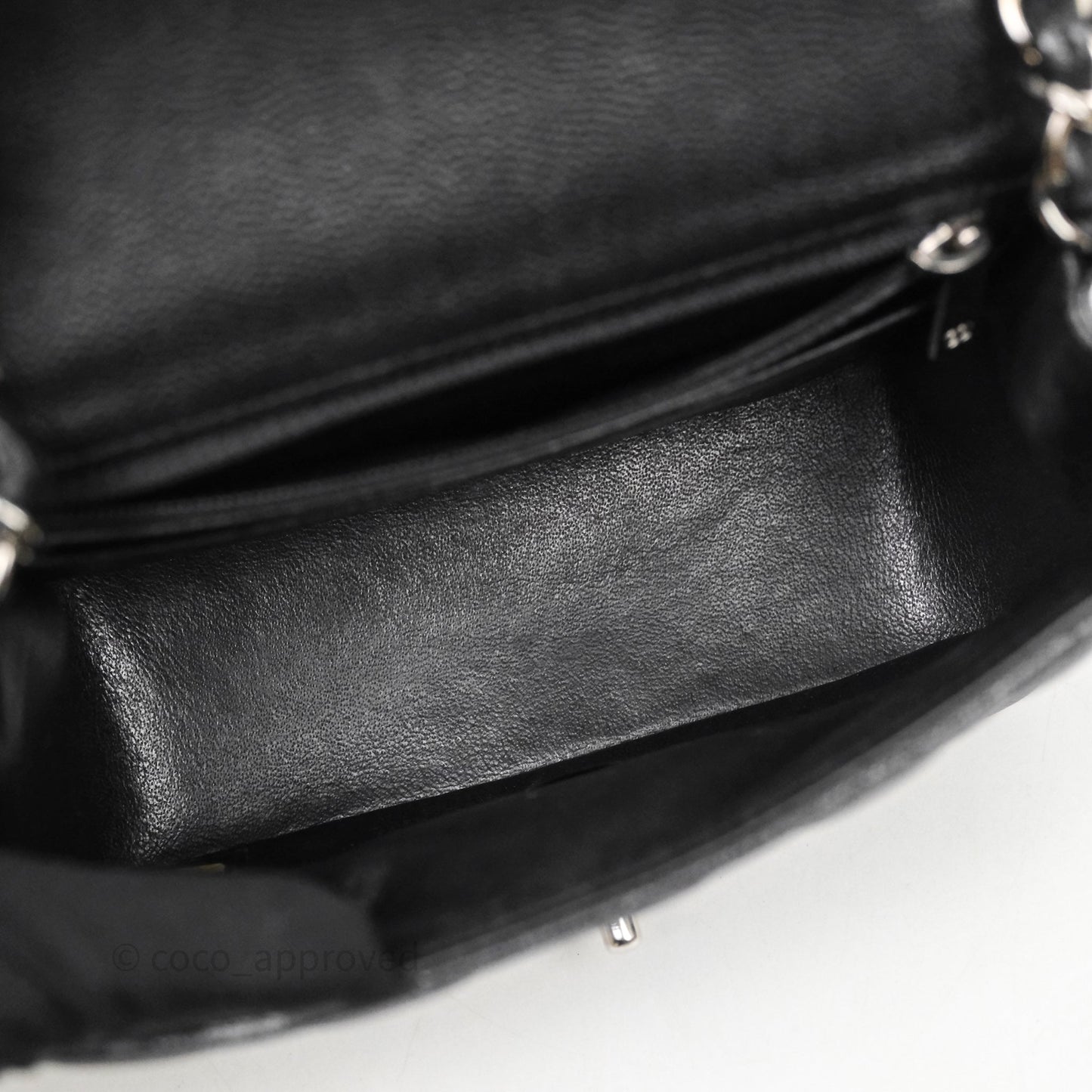 Chanel Mini Square Quilted Black Caviar Silver Hardware