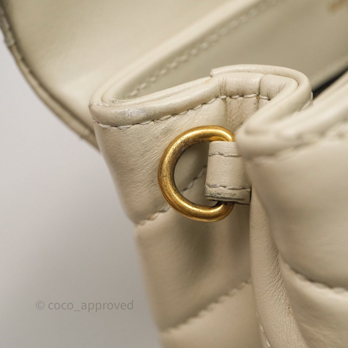Saint Laurent Small Loulou Flap Bag Beige Calfskin Gold Hardware